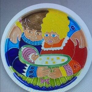 Creazioni Luciano Italy Family Relief Wall Plate Mother Father Baby 1970s